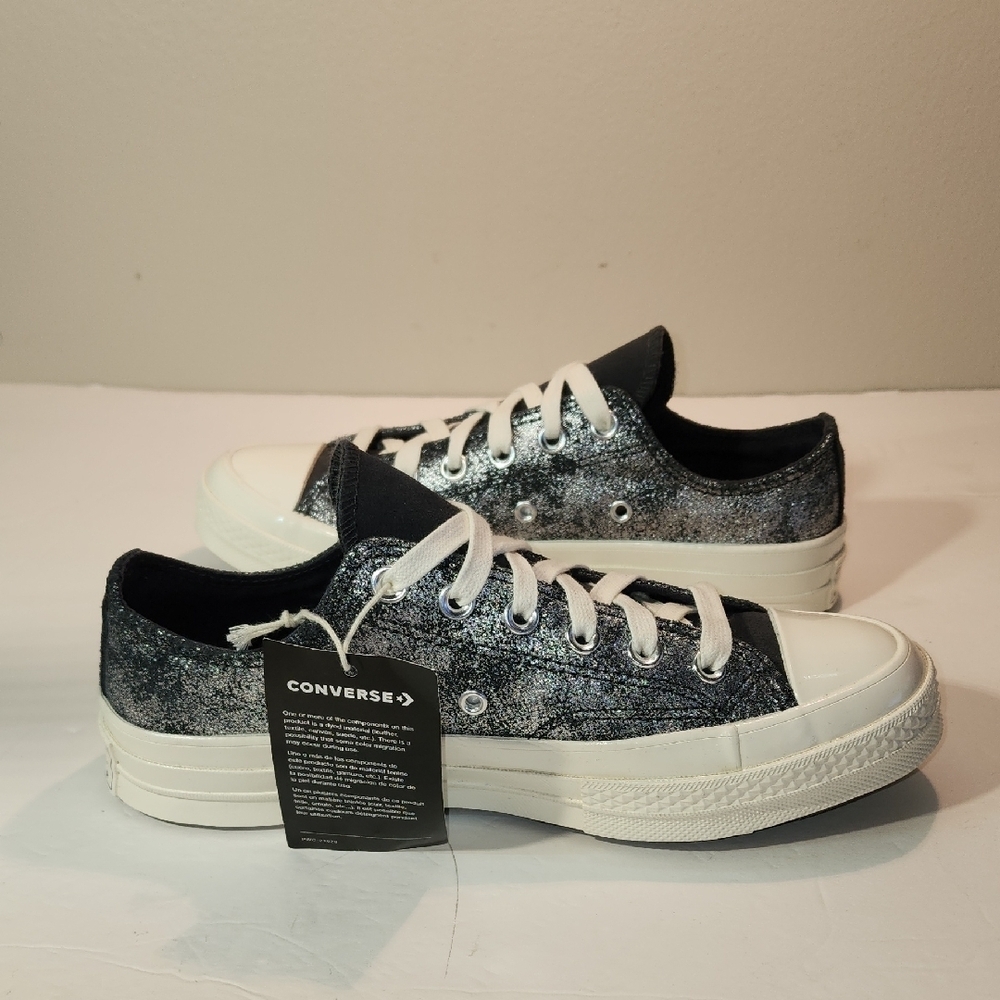 Converse Low-Top Sneakers in Black Speckle with Cream Sole W Size 8 M Size 6 Nwt - Picture 7 of 10